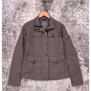 Aether Jacket 1 / US Small Womens Gray Utility Cinch Waist Button Zip